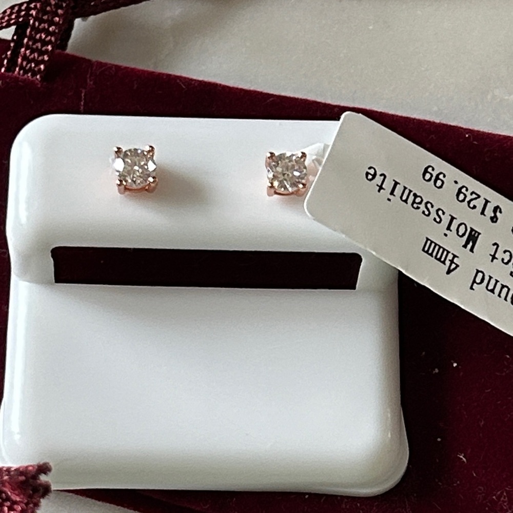 Moissanite Diamond rose gold screwback‎ Stud Earrings